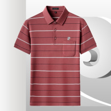 Pierre Cardin Men's Redwine Striped Polo Shirt – Stretch Cotton Blend PL51TSA129Z920